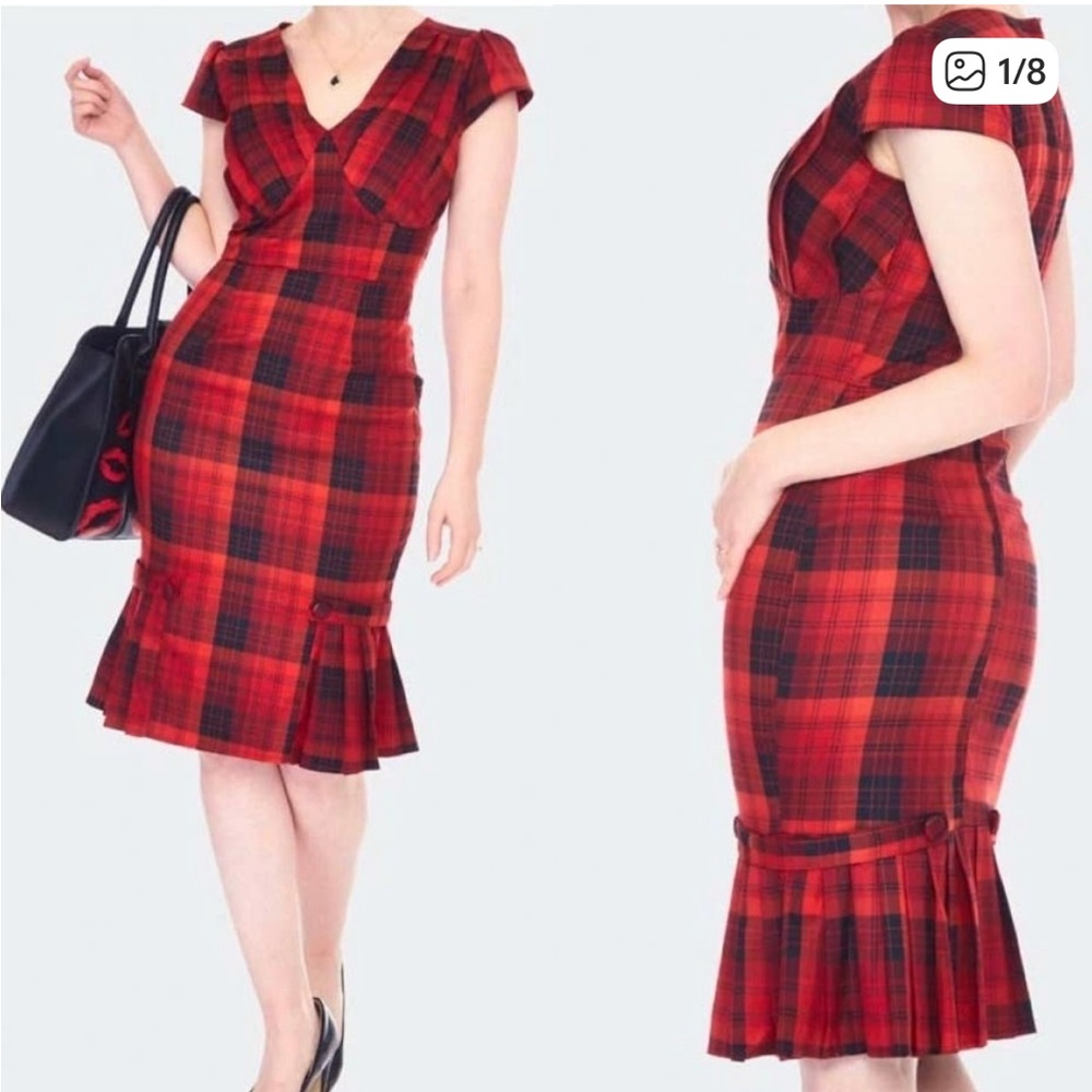 ISO Voodoo Vixen Red and Black Plaid Midi Dress